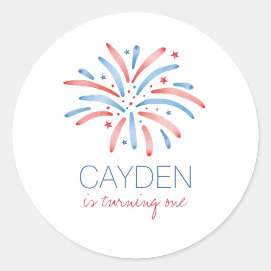 Vuurwerk Vierde juli Verjaardag Ronde Sticker (Voorkant)