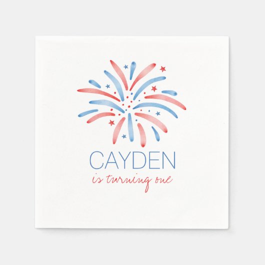 Vuurwerk Vierde juli Verjaardag Servet (Voorkant)