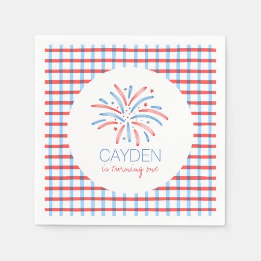 Vuurwerk Vierde Juli Verjaardag Servet (Voorkant)