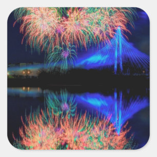 Vuurwerk Vierkante Sticker