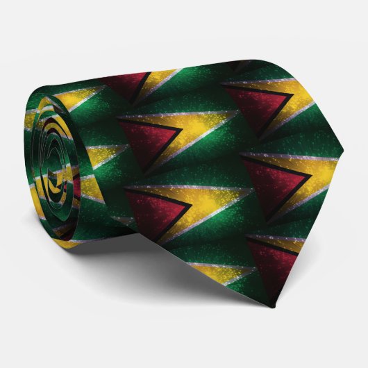 Vuurwerk; Vlag van Guyana Stropdas (Opgerold)