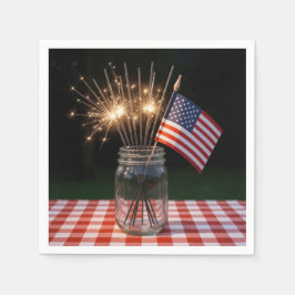 Vuurwerk voor 4 juli met Amerikaanse vlag Servet