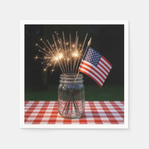 Vuurwerk voor 4 juli met Amerikaanse vlag Servet