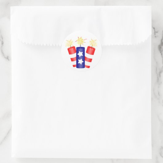 Vuurwerk voor 4 juli ronde sticker (Tas)