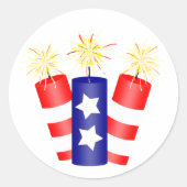 Vuurwerk voor 4 juli ronde sticker (Voorkant)