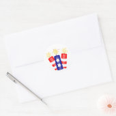 Vuurwerk voor 4 juli ronde sticker (Envelop)