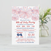 Vuurwerk voor rood, wit en blauw op 4 juli kaart (Staand voorkant)