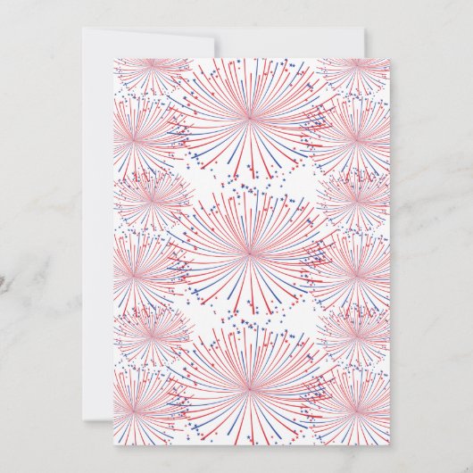 Vuurwerk voor rood, wit en blauw op 4 juli kaart (Achterkant)