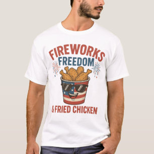 Vuurwerk Vrijheid & Gebakken Kip, Grappig 4 juli B T-shirt