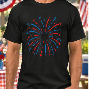 Vuurwerk VS 4 juli Patriottisch rood, wit T-shirt