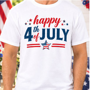 Vuurwerk VS 4 juli Patriottisch rood, wit T-shirt