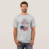 Vuurwerk VS Red White Blue Flag van 4 juli T-shirt (Voorkant volledig)