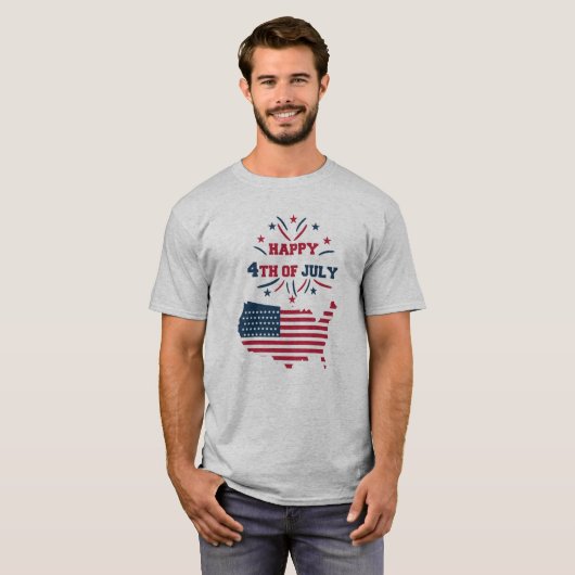 Vuurwerk VS Red White Blue Flag van 4 juli T-shirt (Voorkant volledig)