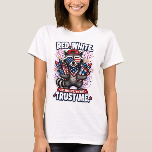 Vuurwerk Wasbeer 4 juli T-shirt (Voorkant)