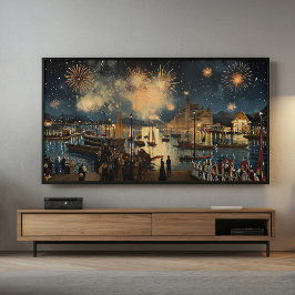 Vuurwerk Waterfront Afdruk | Samsung Frame TV Kuns Poster