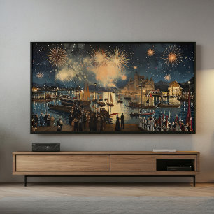 Vuurwerk Waterfront Afdruk Samsung Frame TV Kuns Poster