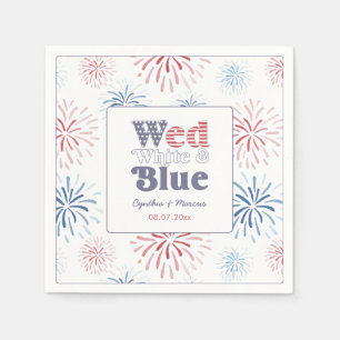 Vuurwerk Wo Wit Blauw Co-Ed Trouw Bruiloftsfeest Servet