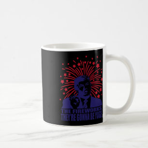 Vuurwerk wordt een enorme grappige Trump 4 juli Koffiemok