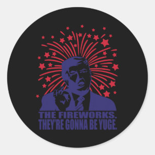 Vuurwerk wordt een enorme grappige Trump 4 juli Ronde Sticker