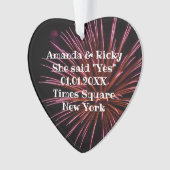 Vuurwerk zei ze ja hartvormige foto Ornament (voorkant)