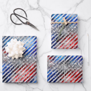 Vuurwerk Zilveren Glitter Onafhankelijkheidsdag 4  Inpakpapier Vel