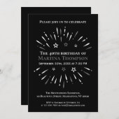 Vuurwerk Zwart Wit Grijs 40ste Verjaardagsfeest Kaart (Voorkant / Achterkant)