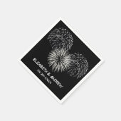 Vuurwerk, zwarte achtergrond, naam monogram servetten (Hoek)