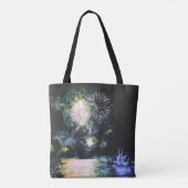 Vuurwerkboot Waterverf oceaan Tote Bag (Achterkant)
