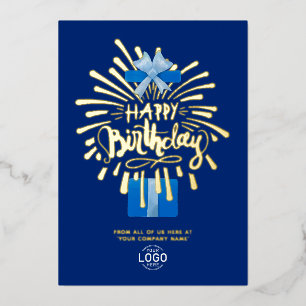 Vuurwerkdag in Logo Blue Gift Box toevoegen Folie Uitnodiging