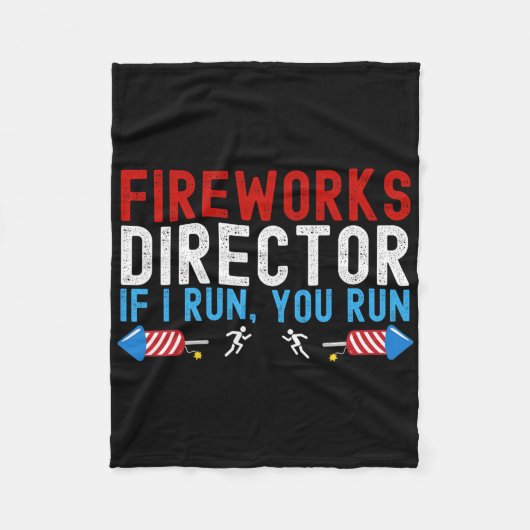 Vuurwerkdirecteur Amerikaanse vlag 4 juli Fleece Deken (Voorkant)
