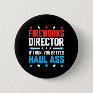 Vuurwerkdirecteur Amerikaanse vlag 4 juli Mannen W Ronde Button 5,7 Cm