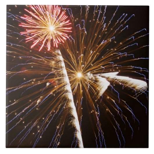 Vuurwerkdisplay op Savannah River Tegeltje (Voorkant)