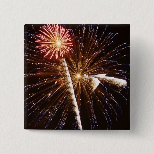 Vuurwerkdisplay op Savannah River Vierkante Button 5,1 Cm (Voorkant)