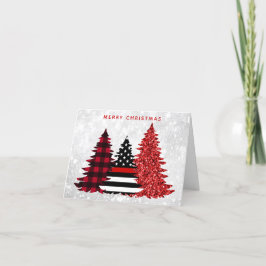 Vuurwerker kerstboom Rode lijn Glitter Pset Feestdagen Kaart