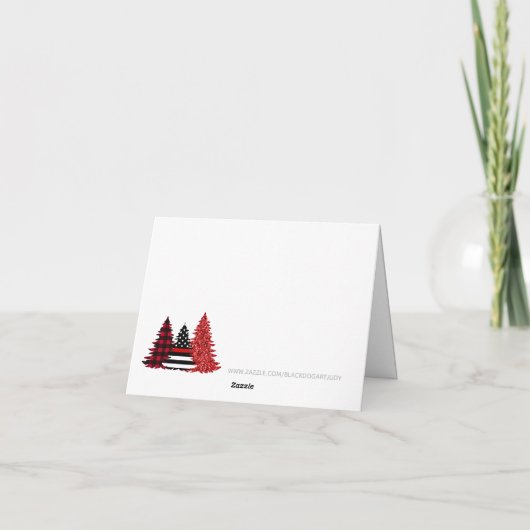 Vuurwerker kerstboom Rode lijn Glitter Pset Feestdagen Kaart (Achterkant)