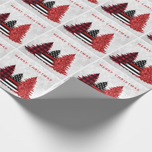 Vuurwerker kerstboomroop cadeaupapier (Hoek)