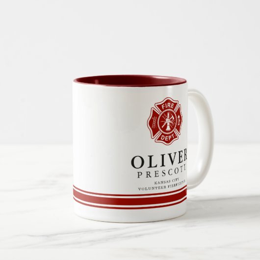 Vuurwerker | Maltees kruissymbool Tweekleurige Koffiemok (Voorkant rechts)