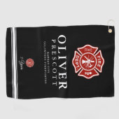 Vuurwerker | Maltees kruissymbool zwart Golfhanddoek (Horizontaal)