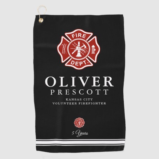 Vuurwerker | Maltees kruissymbool zwart Golfhanddoek (Voorkant)