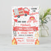 Vuurwerker verjaardagsuitnodiging, vuurman. kaart (Staand voorkant)