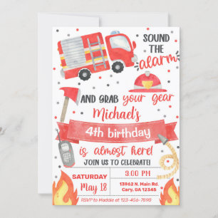 Vuurwerker verjaardagsuitnodiging, vuurman. kaart