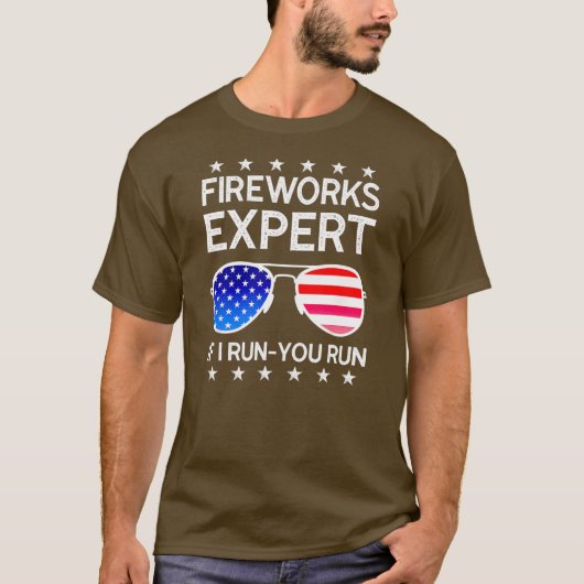 Vuurwerkexpert als ik je Amerikaanse vlag laat run T-shirt (Voorkant)