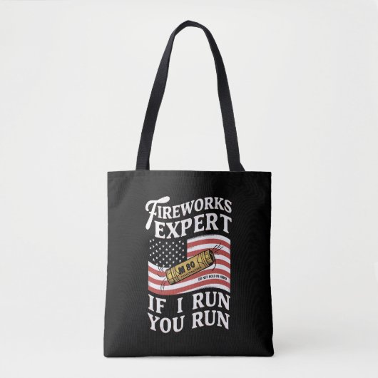 Vuurwerkexpert Als ik ren ren je 4 juli Tote Bag (Voorkant)