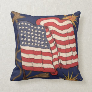 Vuurwerkexplosie VS-vlag op 4 juli Kussen
