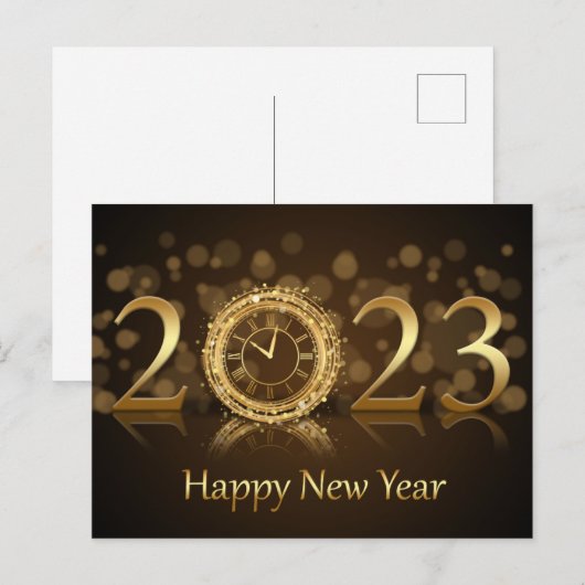 Vuurwerkfeestdag van het nieuwe jaar feestdagenkaart (Voorkant / Achterkant)