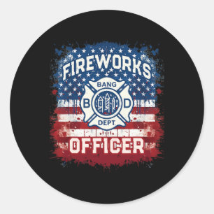 Vuurwerkofficier van de Amerikaanse vlag Pyro Te Ronde Sticker