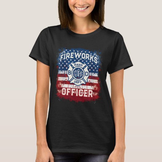 Vuurwerkofficier van de Amerikaanse vlag Pyro Te T-shirt (Voorkant)