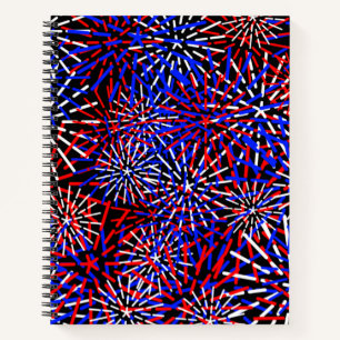 Vuurwerkontwerp in de kleuren van de Amerikaanse v Notitieboek