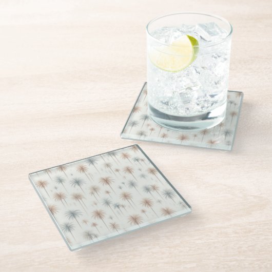 Vuurwerkpalmen Glazen Onderzetter (Schuin)