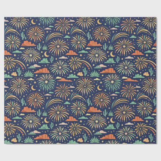 Vuurwerkpatroon woestijnnacht viering cadeaupapier (Vlak)